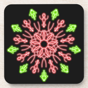 Porta-copo Flor de néon vermelha e verde