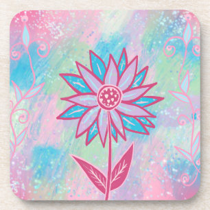 Porta-copo Flor de Pastel Desenhada à Mão Fofa