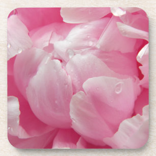 Porta-copo Flor de peônias cor-de-rosa florescente com gotas