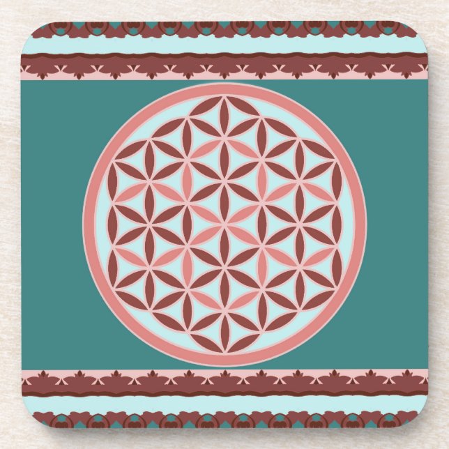 Porta-copo "Flor de Vida - Harmonia Pastel e Terrosa" (Frente)