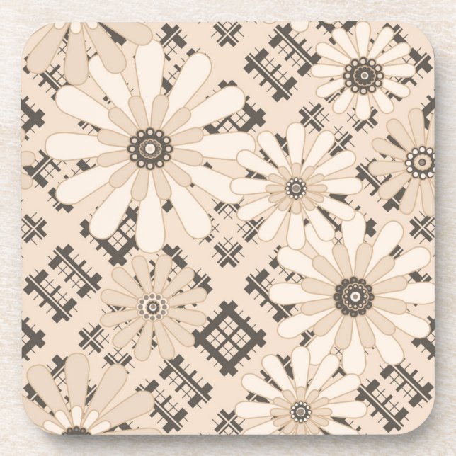 Porta-copo Flor de xadrez moderna e abstrato sem costura (Frente)