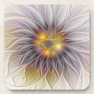 Porta-copo Flor Luminosa Colorida, Fractal Moderno Abstrato