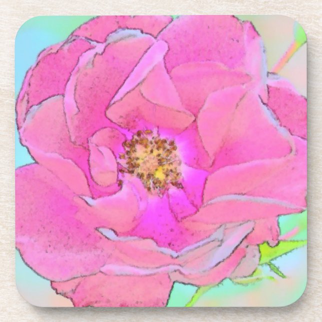 Porta-copo Flor rosa Pastel (Frente)