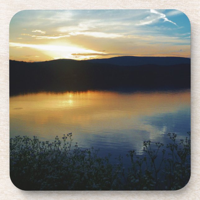 Porta-copo Flor selvagem, pôr de sol azul (Frente)