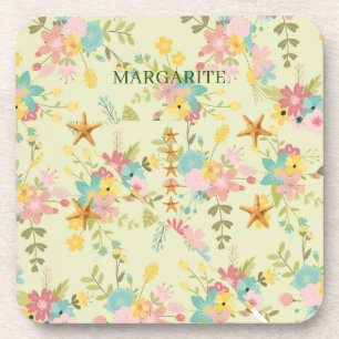 Porta-copo Florais Verdes Cor-de-Rosa Personalizados