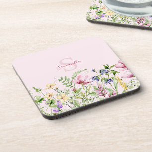 Porta-copo Floral de Flor Selvagem Rosa Personalizado