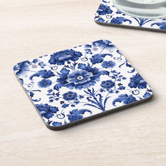Porta-copo Floral Delft Blue (Left Side)