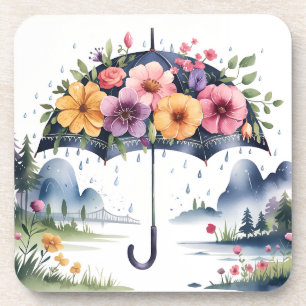 Porta-copo Floral Elegante De Aquarela
