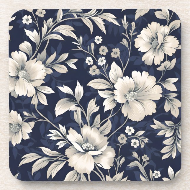 Porta-copo Floral em Azul (Frente)