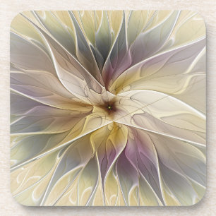 Porta-copo Floral Fantasy Dourada Eggplant Abstrato Art Fract