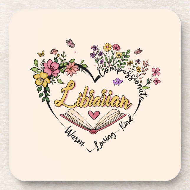Porta-copo Floral Librarian Heart (Frente)