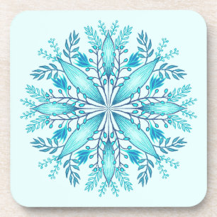 Porta-copo Floral Mandala - Turquesa Blue Boho Snowflake