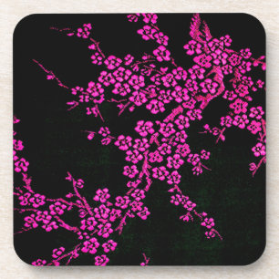 Porta-copo Floral oriental cerejeira japonesa rosa preto