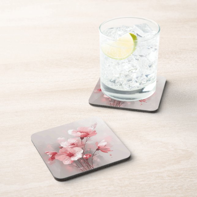 Porta-copo Floral Rosa, Branco e Cinza (Lado Direito)