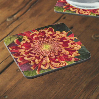 Porta-copo Floral, vermelho e amarelo,