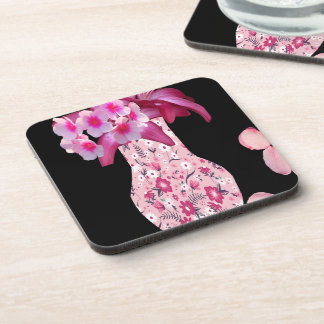 Porta-copo Floral Xadrez Rosa na Moda