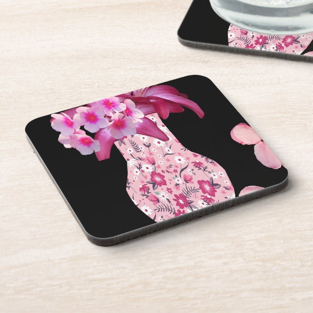 Porta-copo Floral Xadrez Rosa na Moda (Left Side)