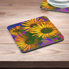 Porta-copo Flores Amarelas Arte Elegante Floral Bonito Modern