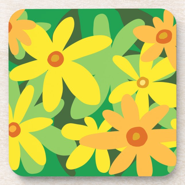 Porta-copo Flores amarelas e laranja (Frente)