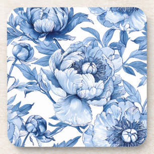 Porta-copo Flores Azuis Botânicas Elegantes Padrão Floral Chi