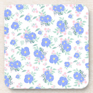 Porta-copo Flores azuis e folhas verdes