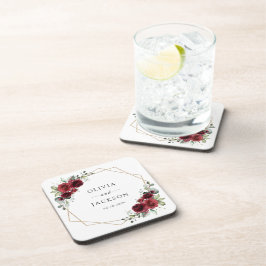 Porta-copo Flores Borgonhetas, Flores Vermelhas, Casamento Fl