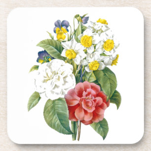Porta-copo flores botânicas coloridas vintage por Redoute.