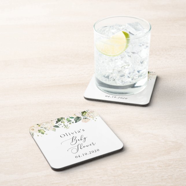 Porta-copo Flores brancas, Flores de Creme, Boho, Chá de fral (Lado Direito)