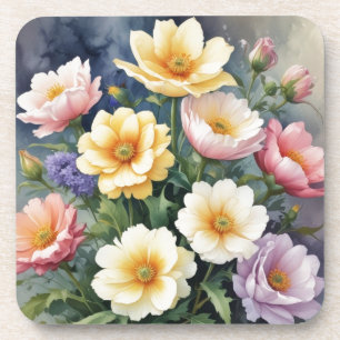Porta-copo Flores Coloridas Pintura Elegante aquarela