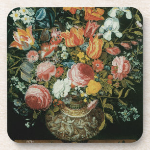 Porta-copo Flores de Natureza-Morta Barroca Antiga em um Vaso