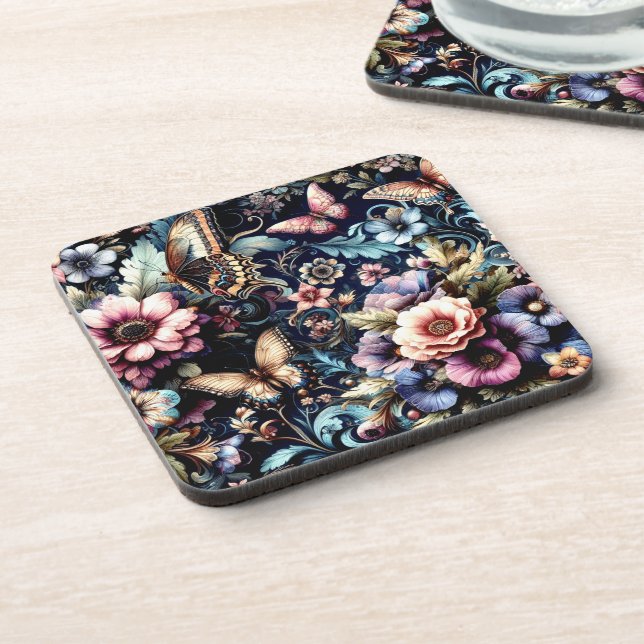 Porta-copo Flores de primavera e Borboletas Antigas (Left Side)