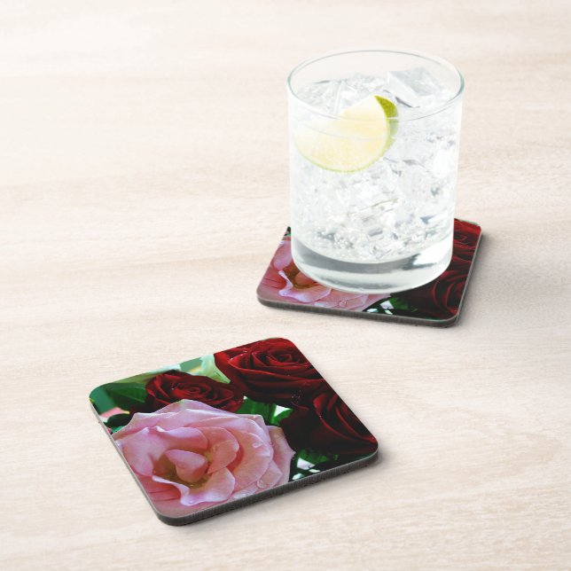 Porta-copo flores de rosa rosa e vermelha (Lado Direito)