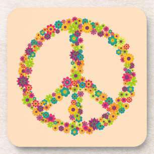 Porta-copo Flores do sinal de paz do hippy