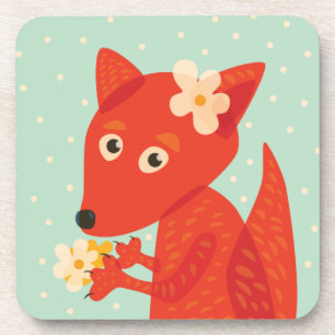 Porta-copo Flores e Fox bonito