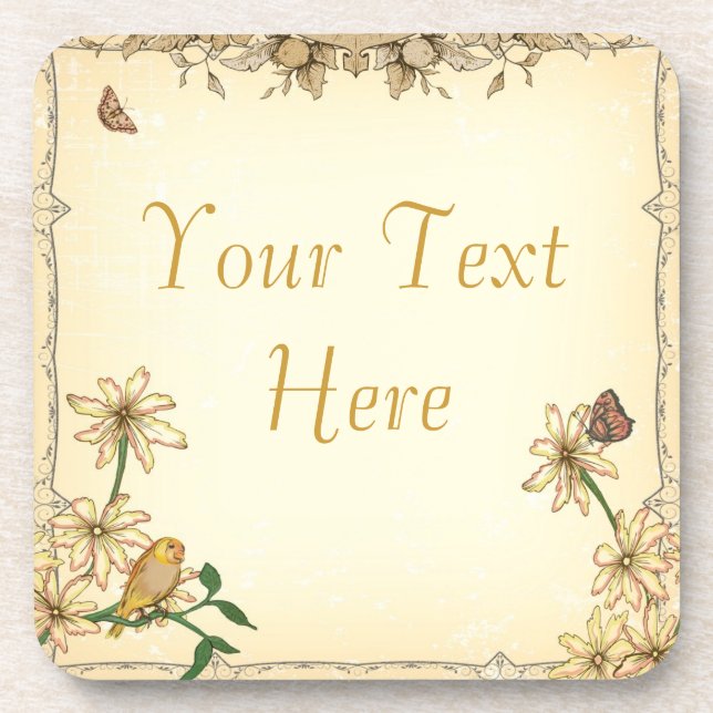 Porta-copo Flores e pássaros em safra (Frente)