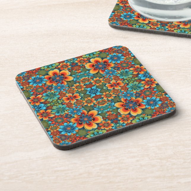 Porta-copo Flores laranja e azul (Left Side)