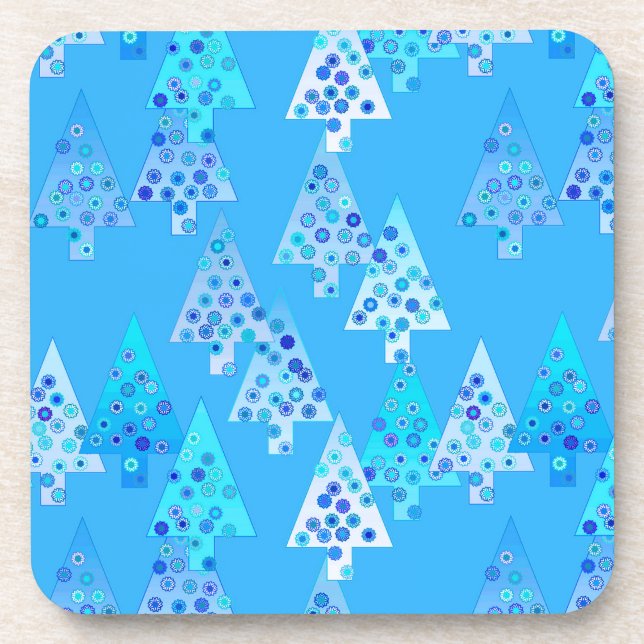 Porta-copo Flores modernas árvores de Natal - azul-céu (Frente)