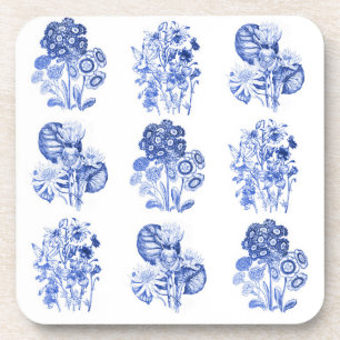 Porta-copo Flores monocromáticas em azul de Delft
