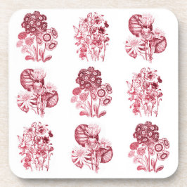 Porta-copo Flores monocromáticas em vermelho