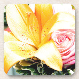 Porta-copo flores para casamentos amarelo