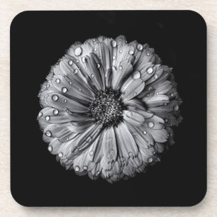 Porta-copo Flores preto e branco 10