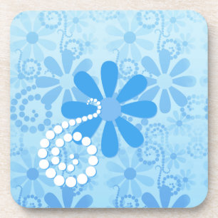 Porta-copo Flores retros florais à moda da margarida do azul