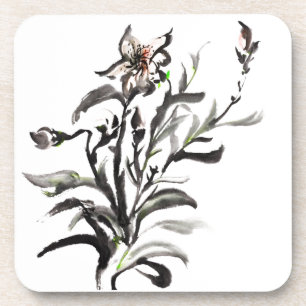 Porta-copo Flores tradicionais chinesas da pintura da tinta