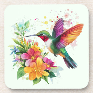 Porta-copo Flores Tropicais De Hummingbird