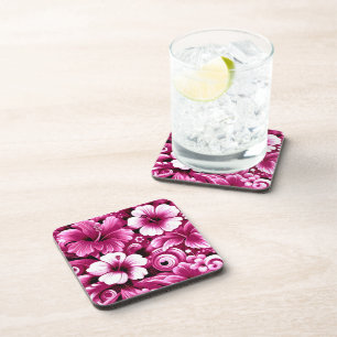 Porta-copo Flores tropicais havaianas Hibiscus Pink Padrão