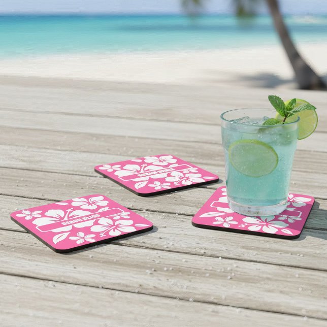 Porta-copo Flores Tropicais Rosa da Praia (tropical pink coasters)