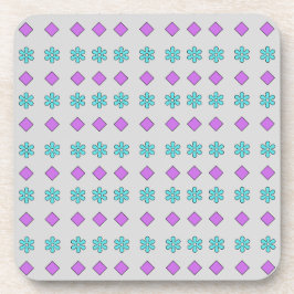 Porta-copo Flores Turquesa e Diamantes Magenta em Cinza