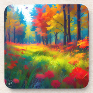 Porta-copo Floresta com Árvores e Flores Coloridas-47560