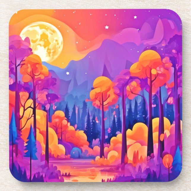Porta-copo Floresta Lua Vibrante (Frente)