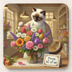 Porta-copo Florista de Gato com Flores para Dia de as mães de